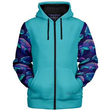 Chokefish™ Microfleece Zip-Up Hoodie Marine Life-014B